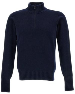 Drumohr Pullover Mit Halbem Reißverschluss - Blau