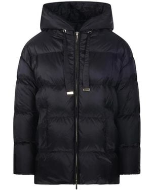 Max Mara Jassen ,Zwart ,Leer Nerine Gewatteerde Korte Jas - Blauw