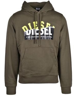 DIESEL Hoodies & Sweatvesten ,Groen ,Katoen Hooded Sweatshirt