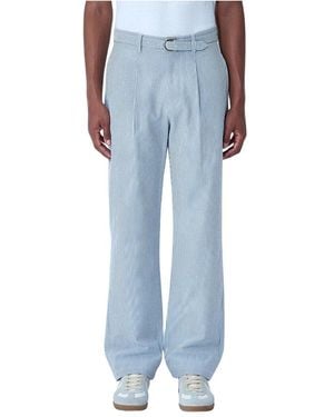 Noah Seersucker Bundfaltenhose Mit Gürtel - Blau