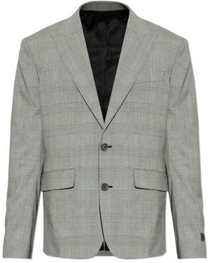 Balmain Blazer Met Geruit Patroon - Grijs