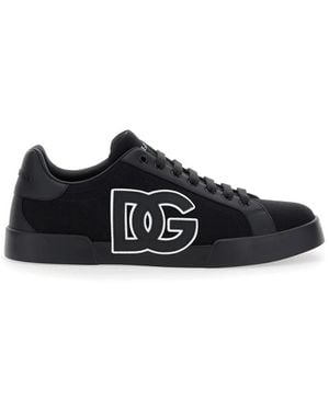 Dolce & Gabbana Schwarze Logo-Bestickte Low-Top-Sneakers