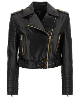 Balmain Leather Jackets - Black