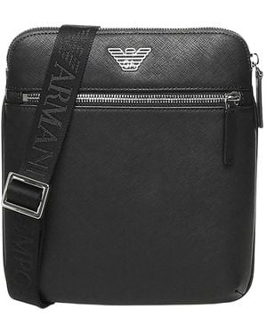Emporio Armani Tassen ,Zwart ,Leer Kleine Messenger Bag Van Kunstleer