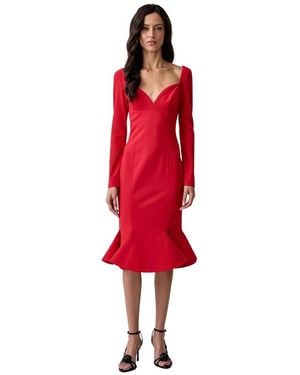 Pinko Kleedjes ,Rood ,Polyester Mermaid Midi-Jurk