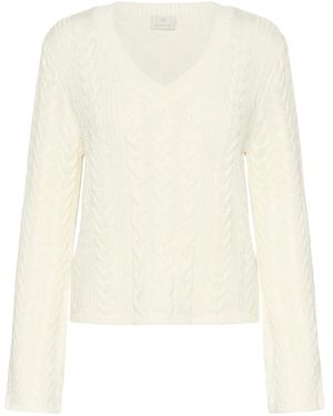 Kaffe V-Neck Knitwear - Blanco