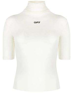 Off-White c/o Virgil Abloh Witte Logo-Print Mock-Neck Sweater