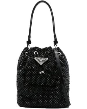 Prada Mini-Beutel-Tasche Mit Kristallverzierung - Schwarz
