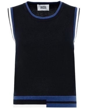 Alpha Studio Sleeveless Tops - Blue
