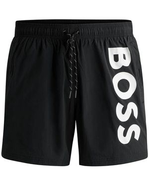 BOSS Verstellbare Badeboxer Aus Schnell Trocknendem Stoff - Schwarz