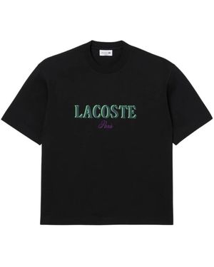 Lacoste Loose Fit Heavy Jersey T-Shirt Met Print – Unwrap The Extraordinary Rotation 2 - Zwart