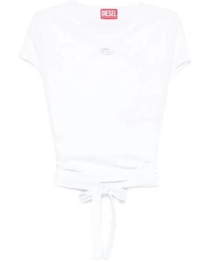 DIESEL Tops ,Wit ,Katoen Rib-Gebreid Top Met Wikkelllussen