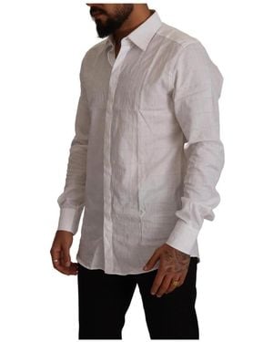 Dolce & Gabbana Overhemden ,Wit ,Katoen Tsh 7667 Shirt - Grijs