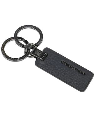 Piquadro Accessoires ,Blauw ,Leer Sleutelhanger Met Twee Ringen