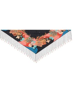 Etro Accessoires ,Zwart ,Pailletten Embellished Silk Scarf - Wit