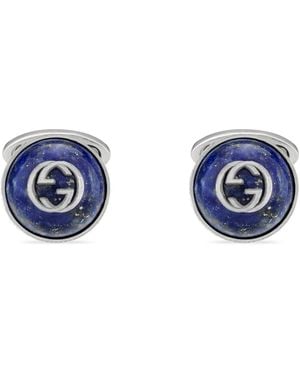 Gucci Cufflinks With Interlocking G Motif - Blau