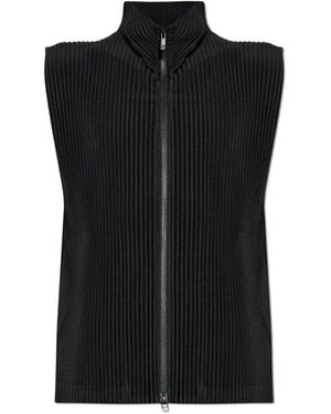 Issey Miyake Jassen ,Zwart ,Polyester Pleated Vest