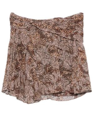 Isabel Marant Rokken ,Bruin ,Rok Met Bloemenprint En Gedraaid Detail