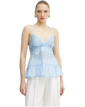 Ermanno Scervino Mouwloze Blouse - Blauw
