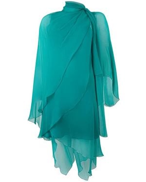 Alberta Ferretti Kleedjes ,Blauw ,Elegant Jurk Met Lange Mouwen