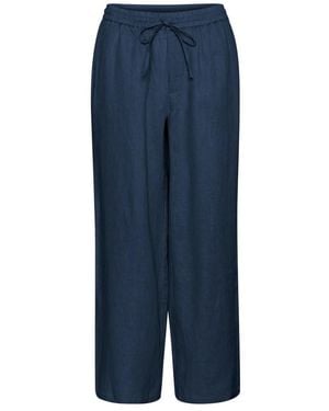 Cream Wide Trousers - Blu