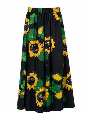 Moschino Kleedjes ,Veelkleurig ,Sunflower Print Lange Rok - Groen