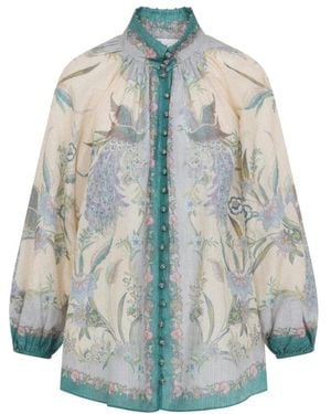 Zimmermann Overhemden ,Veelkleurig ,Katoen Indra Billow Blouse - Blauw