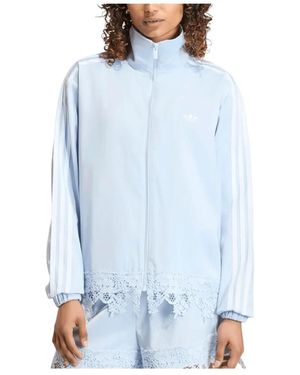 adidas Fitness ,Blauw ,Polyester Satin Lace Firebird Loose Track Top