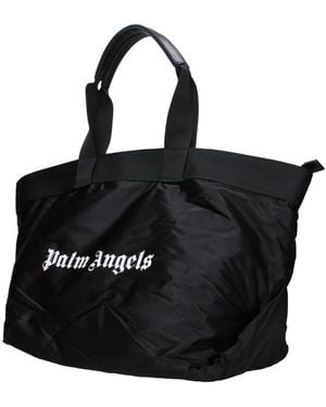 Palm Angels Logo Stoff Schultertasche Mit Reißverschluss - Schwarz