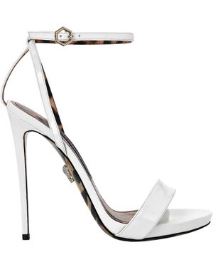 Philipp Plein Schoenen ,Wit ,Leer Patent Leather Sandalen High Heels Leopard