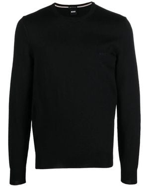 HUGO Round-Neck Knitwear - Black