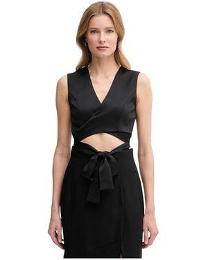 Sandro Ferrone Tops ,Zwart ,Polyester Slim Vest