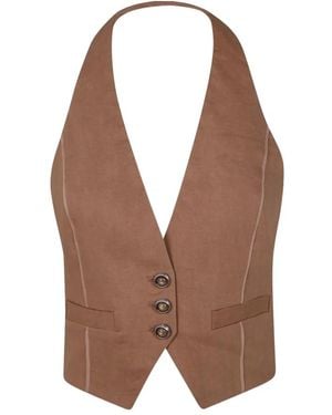 Pinko Jassen ,Bruin ,Leer Crow Vest