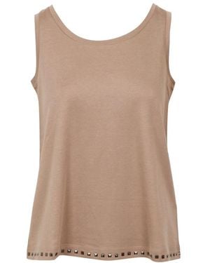Max Mara Tops ,Bruin ,Katoen Cookie Mouwloze Top