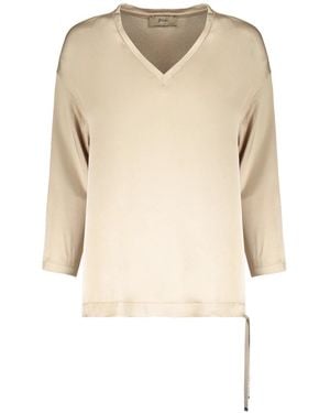 Herno Blouse With Long Sleeves V-Neck - Natural