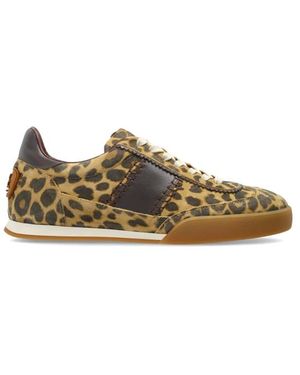Etro Schoenen ,Bruin ,Leer Sportschoenen Met Logo - Groen