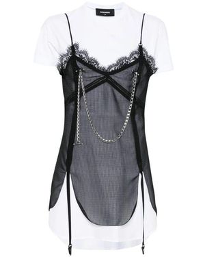 DSquared² Schwarzer chain-link jumpsuit kurze ärmel - Grau