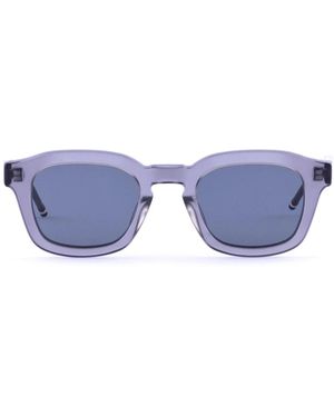 Thom Browne Occhiali da sole grigi in cristallo satinato rettangolari - Blu