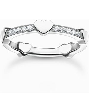 Thomas Sabo Accessoires ,Grijs ,Ring Zilver Harten Cubic Zirkonia Tr 2391-051-14-56 - Metallic
