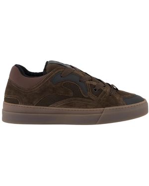 flâneur Brauner Leder-Sneaker Mit Mesh