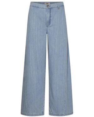 Mos Mosh Lichtblauwe Gestreepte Wijde Pijp Broek