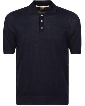 hindustrie Navy polo shirt mit knöpfen und kragen - Blau