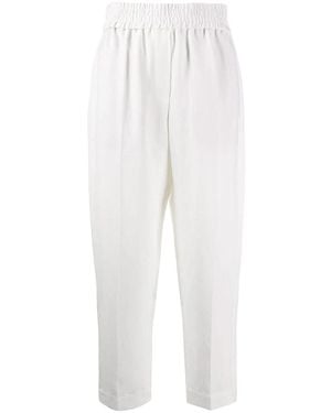 Brunello Cucinelli Elastische Taille Tapered Leg Broek - Wit