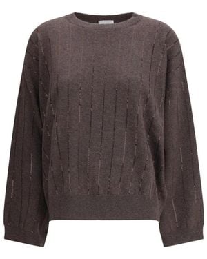Brunello Cucinelli Round-Neck Knitwear - Marrone