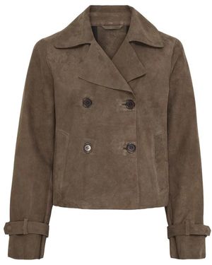 Notyz Suède Korte Trenchcoat - Groen
