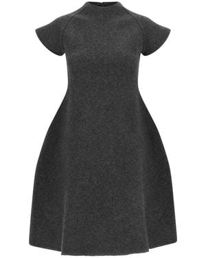 Jil Sander Kleedjes ,Grijs ,Wol A-Lijn Gebreide Jurk - Zwart