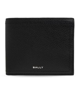 Bally Leren Portemonnee Met Logo - Zwart