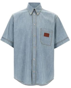 Fendi Overhemden ,Blauw ,Katoen Chambray Shirt