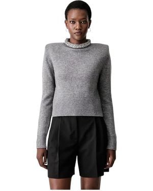 Pinko Rundhals-Strickpullover - Grau