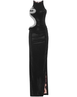 Philipp Plein Kleedjes ,Zwart ,Polyester Lange Jurk Crystal